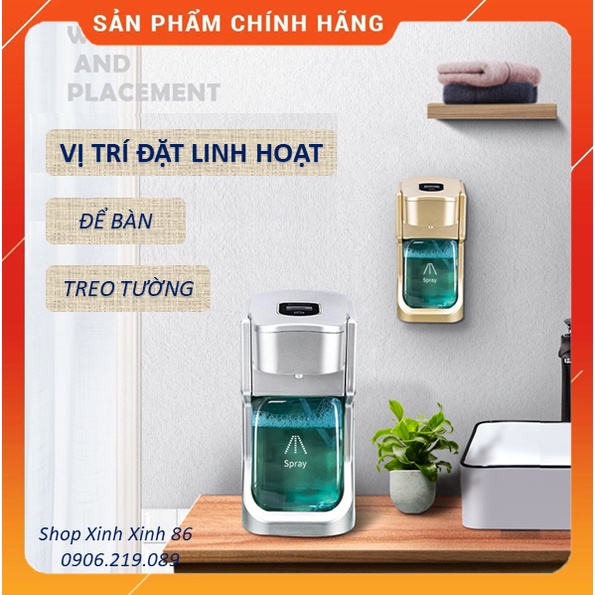 Máy Rửa Tay Sát Khuẩn Tự Động Phun Bọt Nhả Gel Xịt Cồn Rửa Tay Khô Sạc USB Dung Tích 500ml