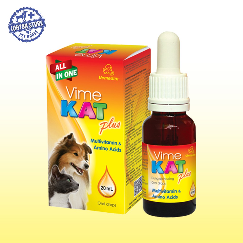 VEMEDIM Vimekat Plus Vitamin Giúp Tăng Cường Sức Khỏe Cho Chó Mèo Và Vật Nuôi  20ml - Lonton Store