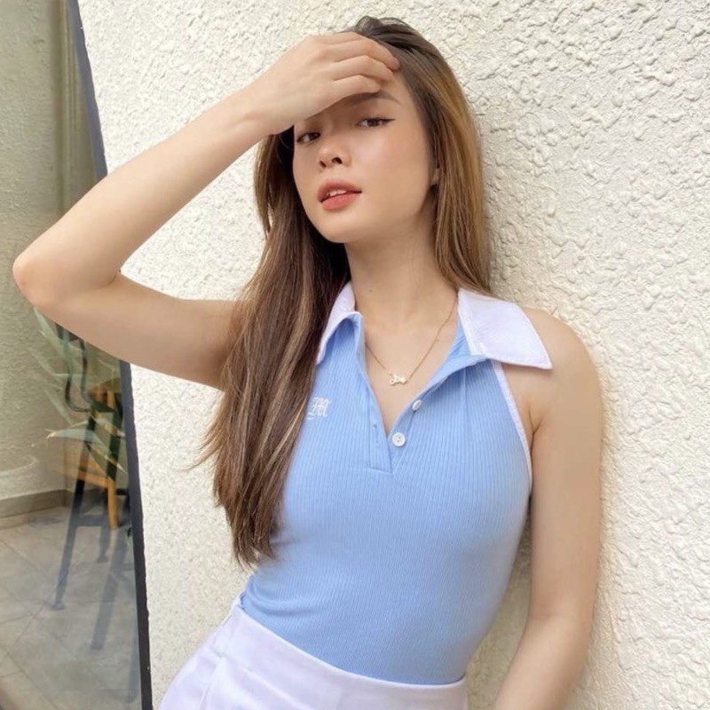 SP001041 Áo Polo Hở Lưng Xanh Xanh | BigBuy360 - bigbuy360.vn