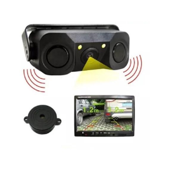 _☋ Camera Lùi Xe 2 Bóng LED + 2 Mắt Cảm Biến Đỗ Xe 3 Trong 1 ★★★ Vjp | BigBuy360 - bigbuy360.vn