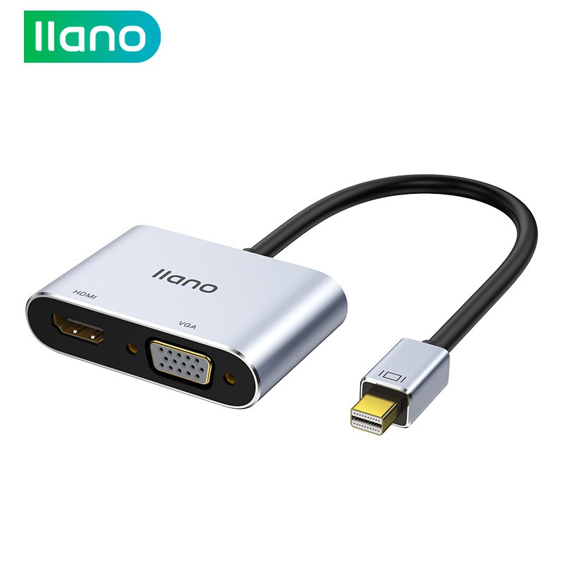 Đầu Chuyển Đổi Llano Cổng Mini DP Sang HDMI/VGA 4K 1080P Thunderbolt Mini DP 2 Trong 1