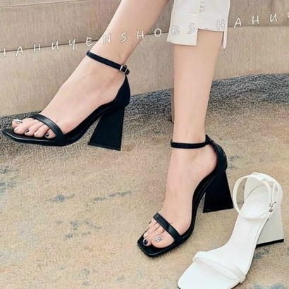Giày cao gót 9 phân mũi vuông gót tam giác em chân hở mũi