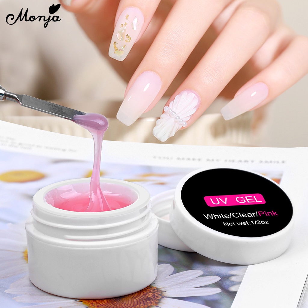 Sơn móng tay Monja 15ml màu trắng / hồng chất lượng cao chuyên dụng