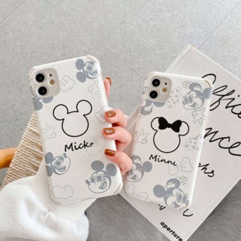 Ốp Lưng Case IPhone Mặt Da Trong Nhựa Dẻo Mickey&Minne Dễ Thương Chống Trầy Sốc Cho IPhone 6/6s Đến 12 Promax
