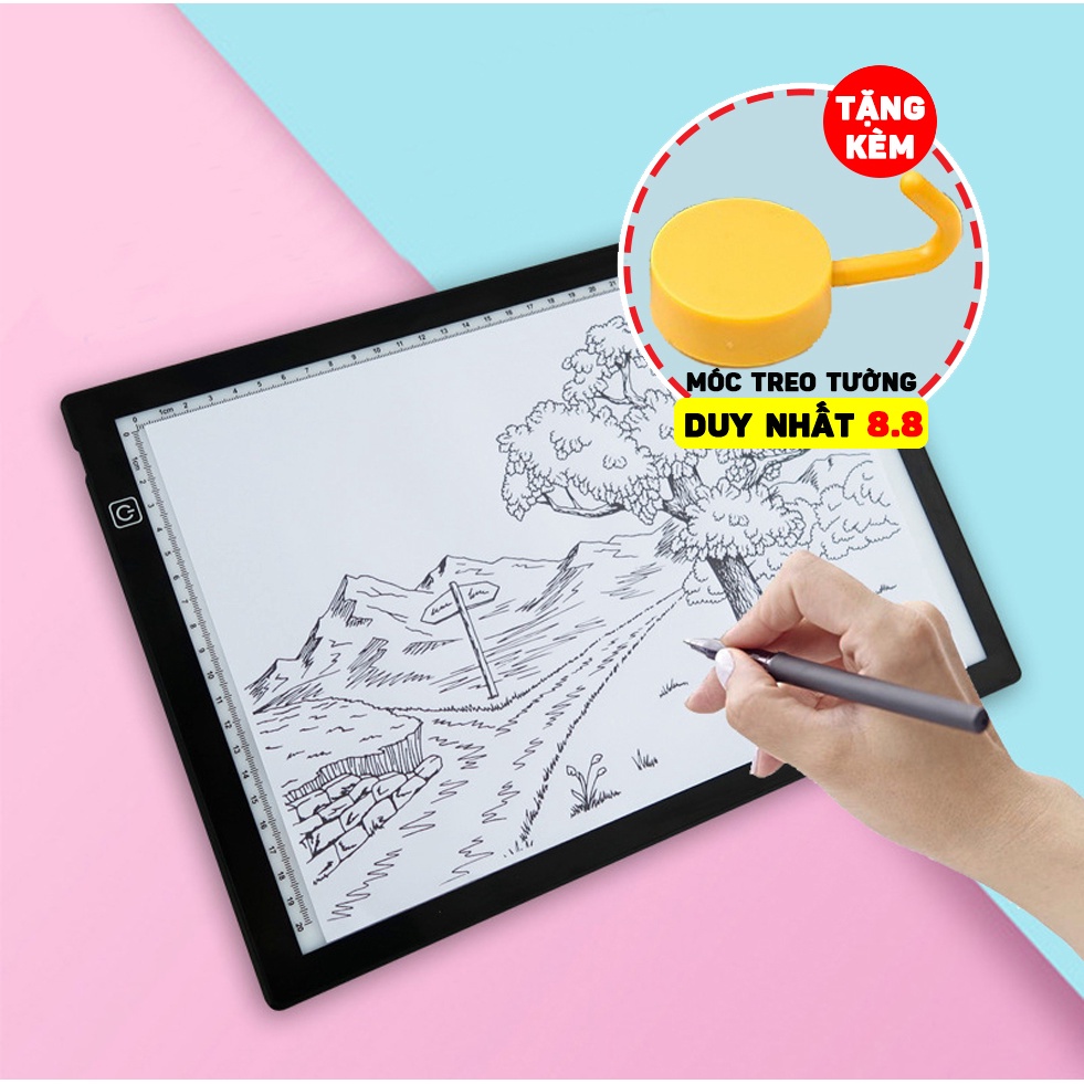 Bảng Vẽ Đèn LED 3 Cấp Độ Hắt Siêu Sáng Có Viền Thước Kẻ Khổ A4 (Bản Cao Cấp) DOKEY99