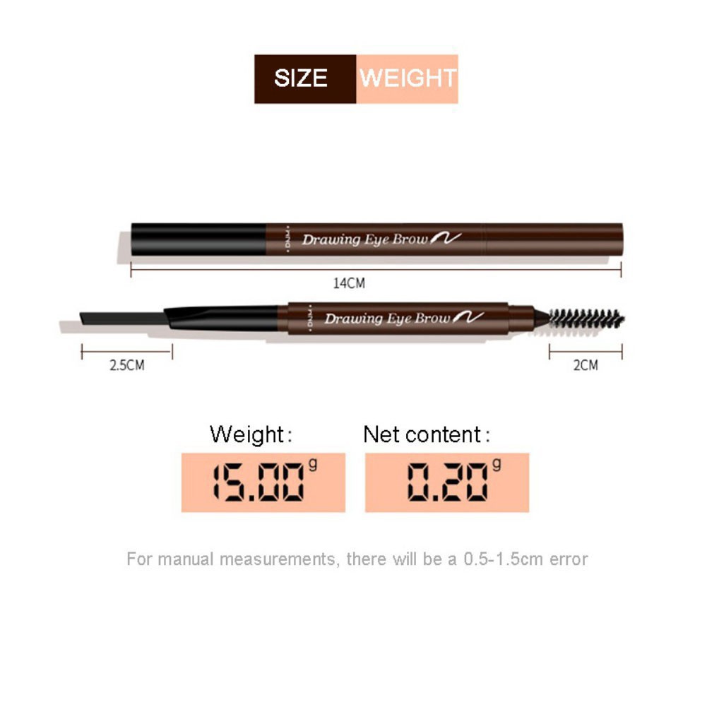 Chì kẻ lông mày thiết kế 2 đầu có cọ tự động xoay để trang điểm | BigBuy360 - bigbuy360.vn