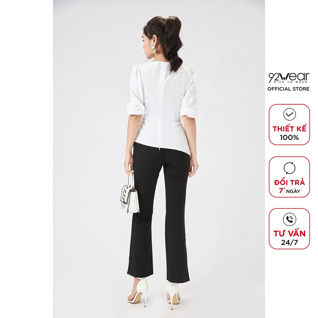 Áo sơ mi nữ kiểu 92WEAR thiết kế cổ vuông tay lỡ tà áo lệch ASA1837