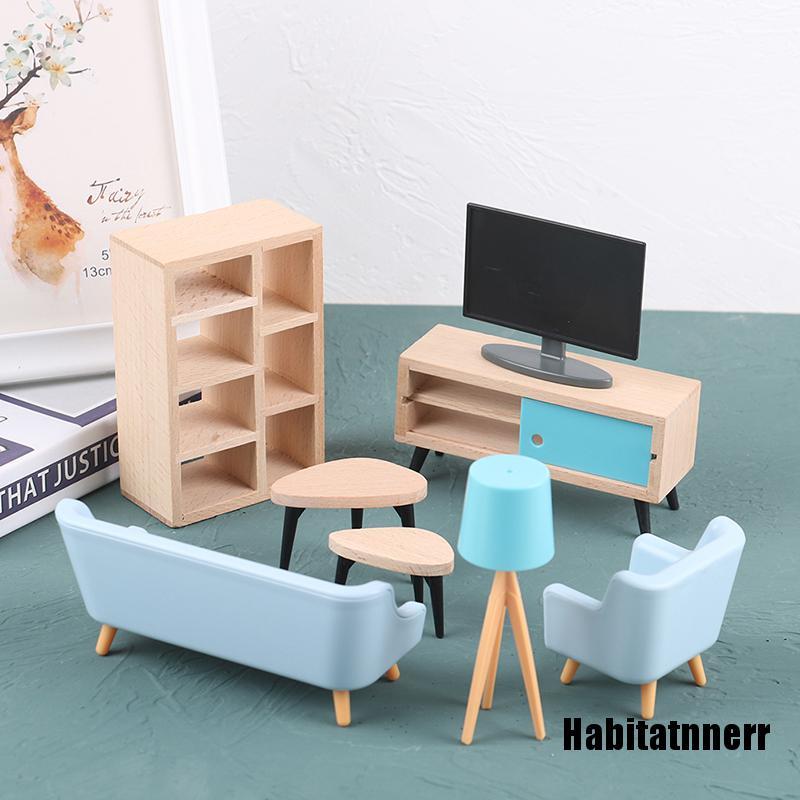 Bộ Mô Hình Tv Phòng Khách Mini Tỉ Lệ 1: 12 Trang Trí Nhà Búp Bê