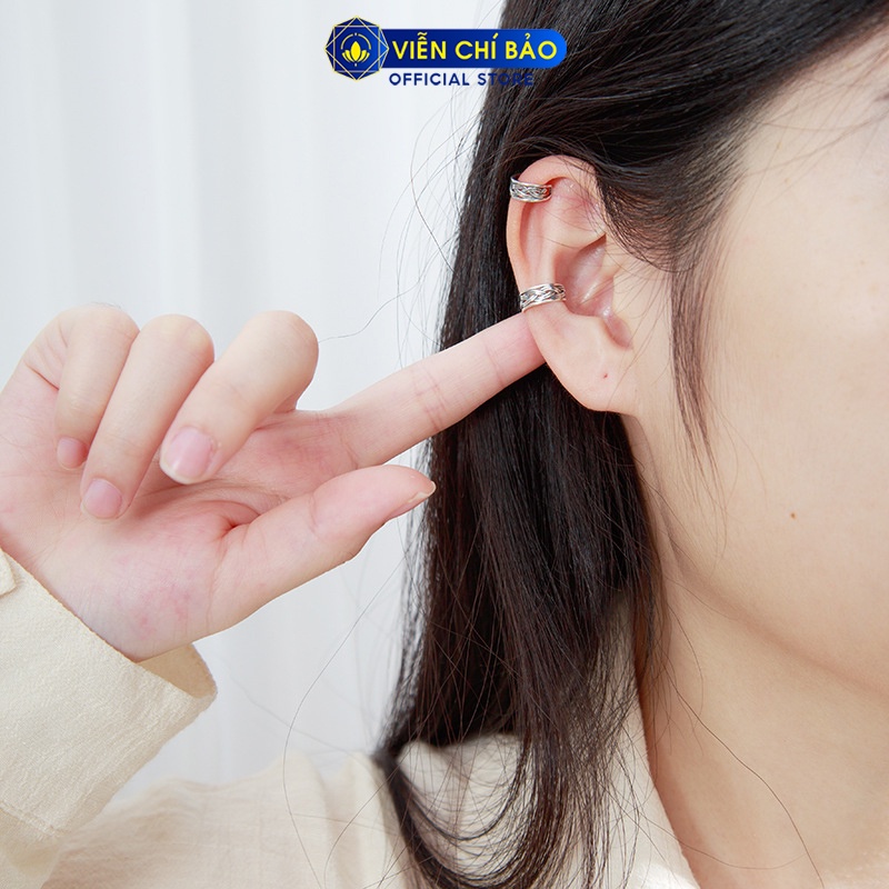Bông tai bạc nữ kẹp vành đan kết ( 1 chiếc ) chất liệu bạc 925 thời trang phụ kiện trang sức nữ Viễn Chí Bảo B000011