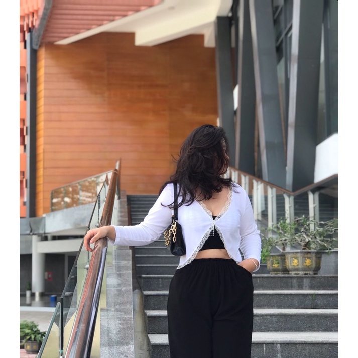 áo croptop BIGSIZE , áo khoác viền ren xinh xắn nhẹ nhàng cho nàng mũm mĩm , trắng AKVT