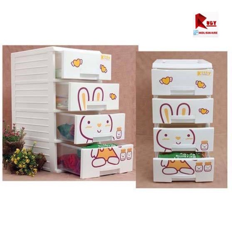 Tủ KITTY mini 4 tầng | Tủ đựng cho bé | Tủ nhựa quần áo bé Song Long