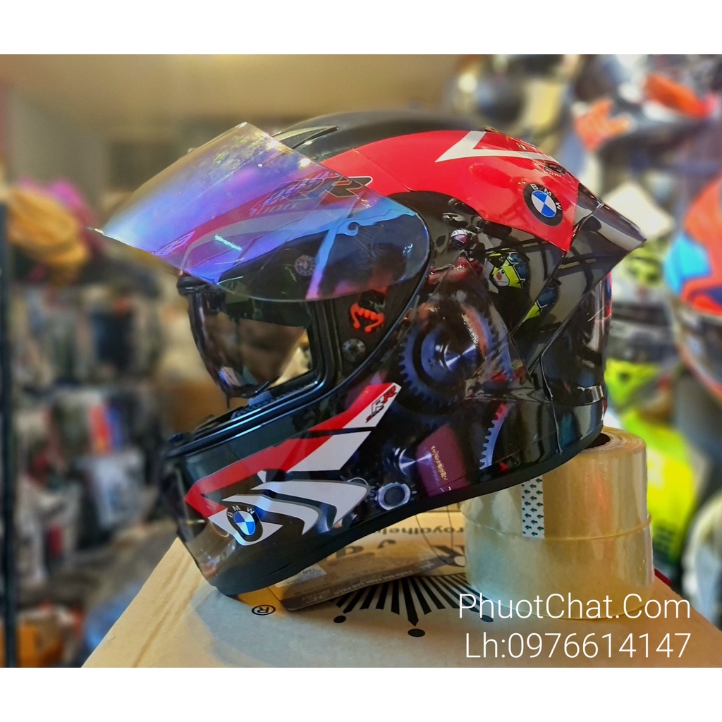 Nón bảo hiểm Fullface M266 đen bóng siêu đẹp dán tem RR
