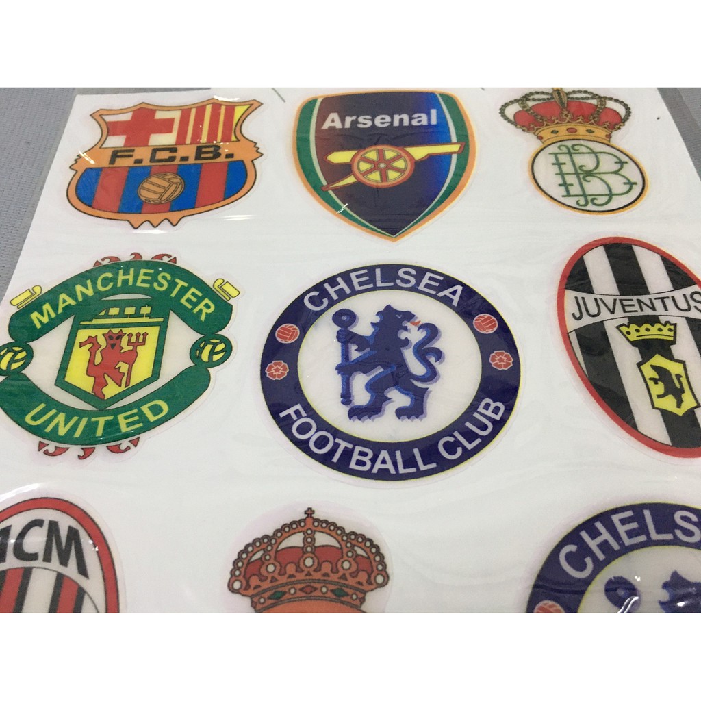 [FAN CLUB] Trọn bộ 12 tem câu lạc bộ yêu thích hiện nay, tem phũ lớp nhựa dẻo LOGO câu lạc bộ bóng đá