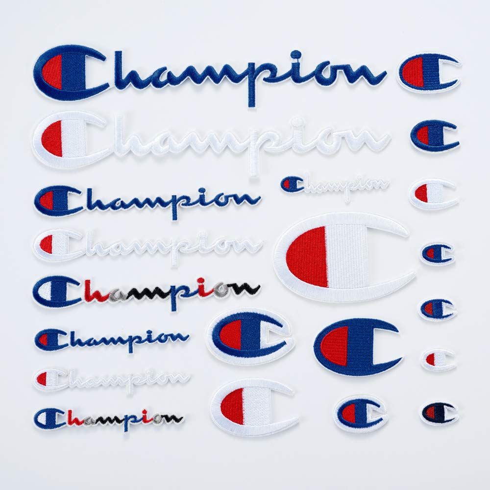 Decal Logo Sticker Patch in áo ủi trực tiếp lên vải chữ Champion xanh đỏ
