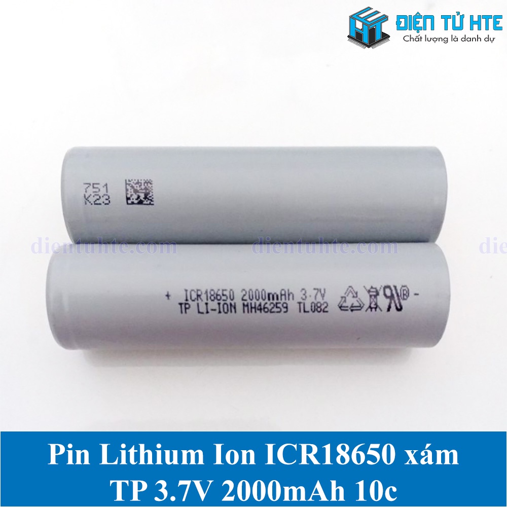 Pin Lithium Ion ICR18650 18650 2000mAh xả 10c 20A TP Xám