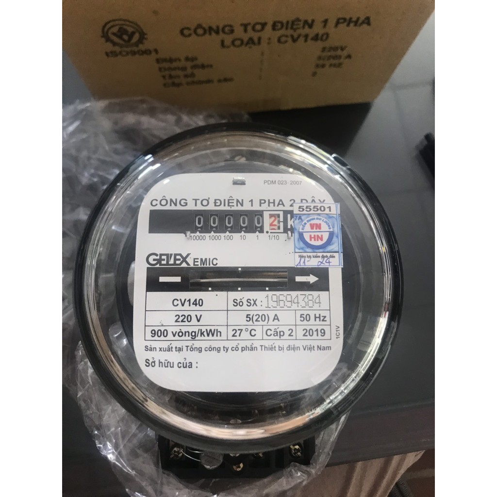 Đồng hồ công tơ điện 1 pha 2 dây có kiểm định EMIC GELEX 5(20)A