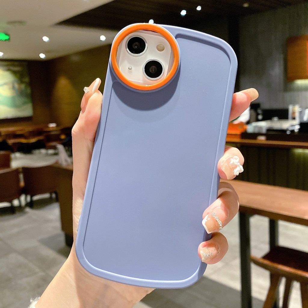 Ốp Điện Thoại Màu Trơn Chống Sốc Phối Lỗ Tròn In Hình Hoạt Hình Cho IPhone 7 8 Plus X XR XS Max 11 12 13 Pro Max