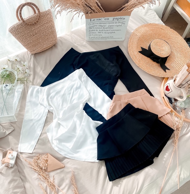 SET ÁO LỆCH CV TẦNG TRẮNG - ĐEN