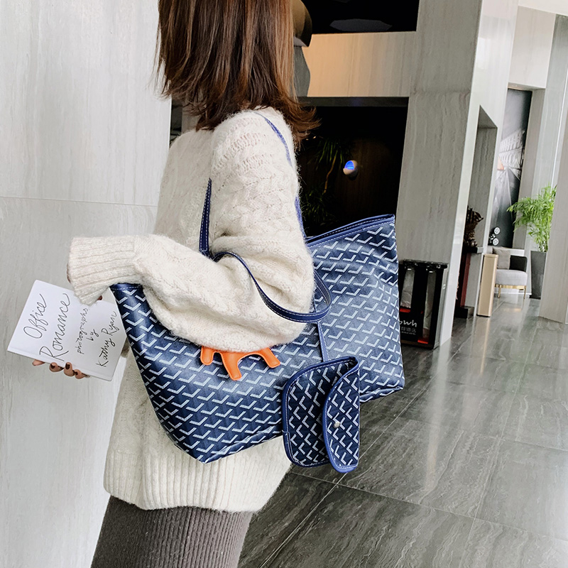 WOMEN'S bag 2019 new all-match Korean Dongdaemun dog tooth bag large capacity shopping bag shoulder portable bag