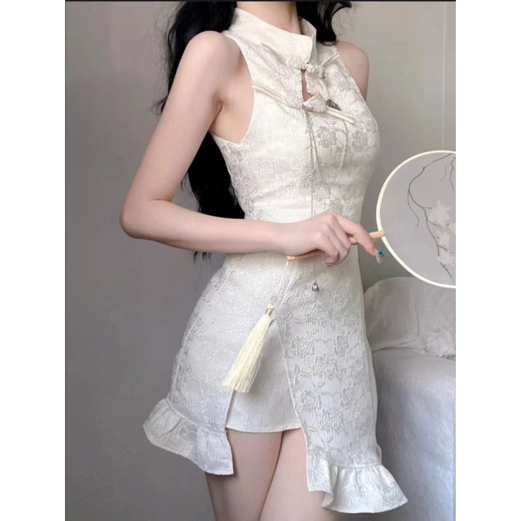 Sườn Xám Cách Tân Không Tay Xẻ Tà Phong Cách Trung Hoa Thời Trang Mùa Hè Hàng Mới Dành Cho Bạn Nữ