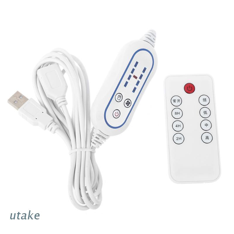 Utake Universal USB Remote Control Adjustable 4 Speed with 2-8 hours Timing Function ON OFF Switch for USB Fan LED Light and more