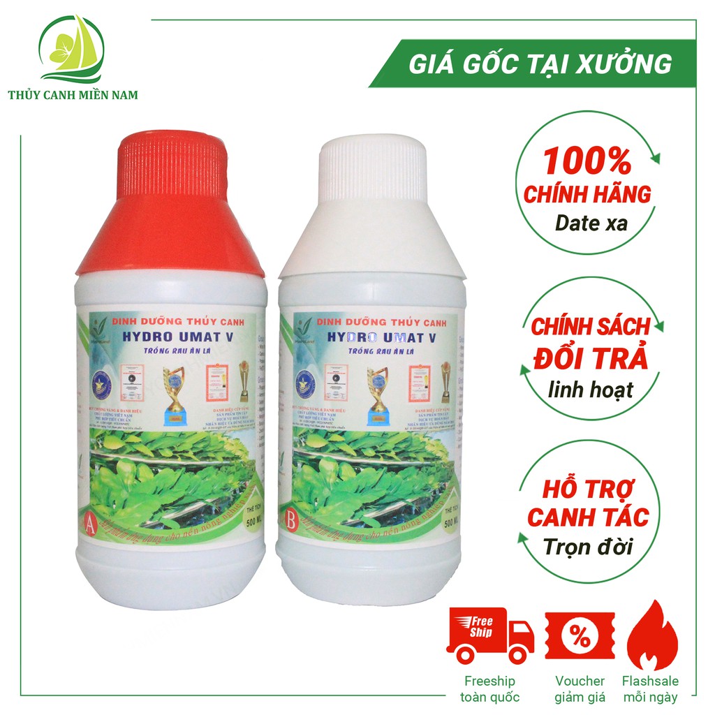 [HÀNG TẠI XƯỞNG] Dung dịch dinh dưỡng thuỷ canh dành cho rau ăn lá Hydro Umat V loại 1L