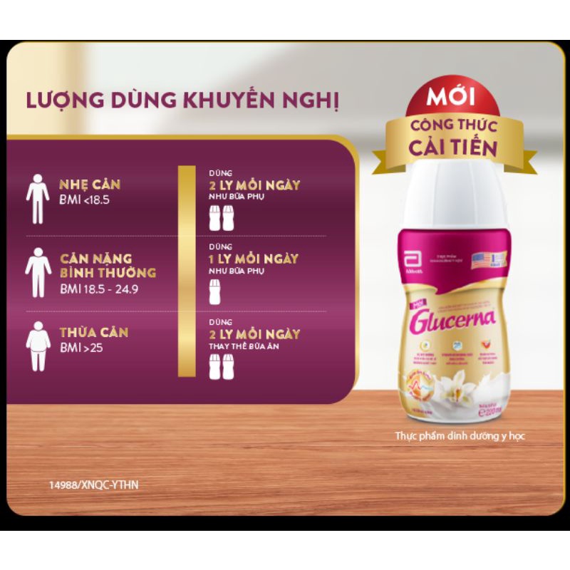 Sữa dinh dưỡng pha sẵn GLUCERNA cho người đái tháo đường, chai 200ml, lốc 6 chai.