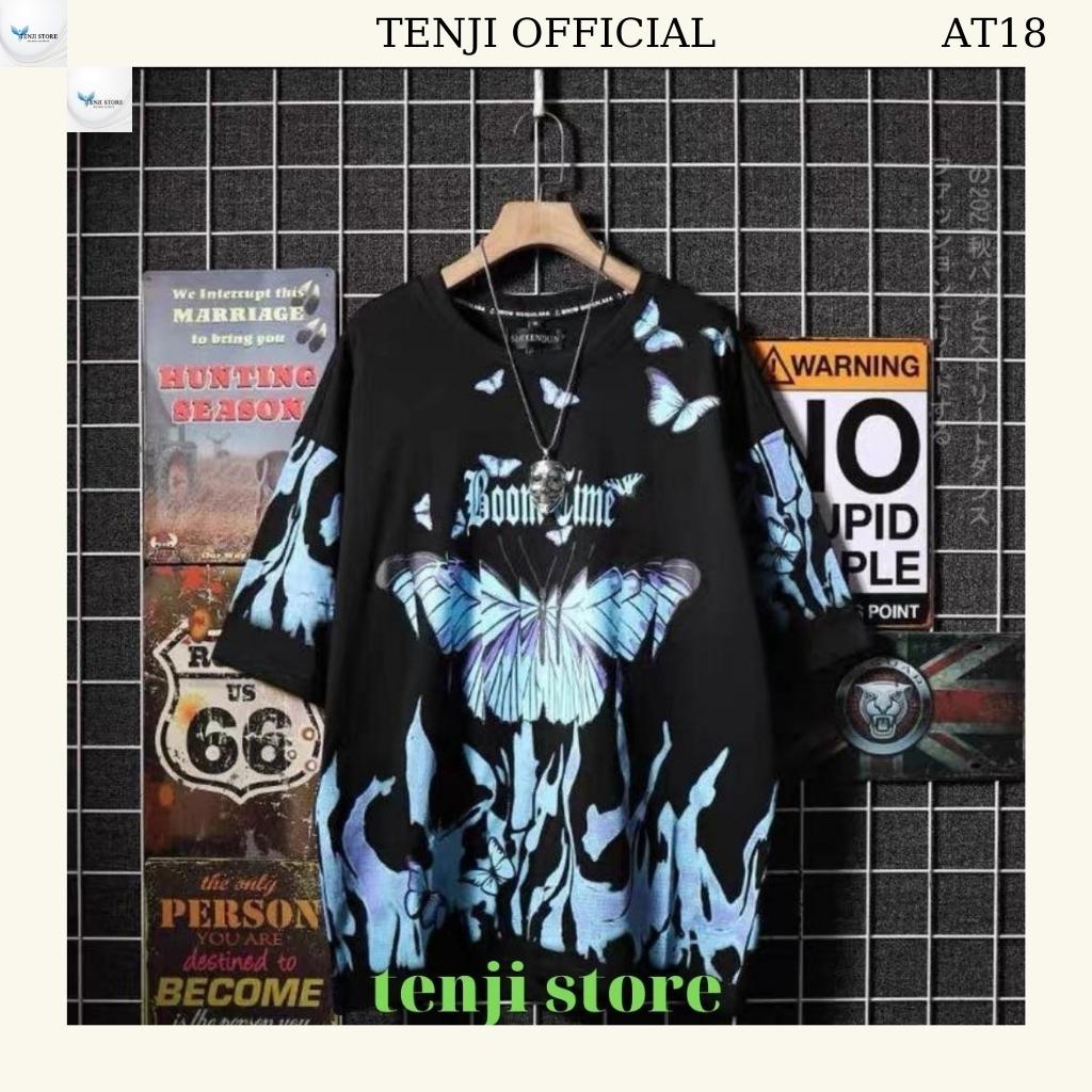 Áo thun nam tay lỡ from rộng cáo cấp mẫu mới cánh bướm trẻ trung cá tính, áo phông nam đen mẫu mới AT18 TENJI