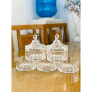 Bộ 2 thố thuỷ tinh đựng mứt, kẹo, hạt dưa, gia vị đa năng