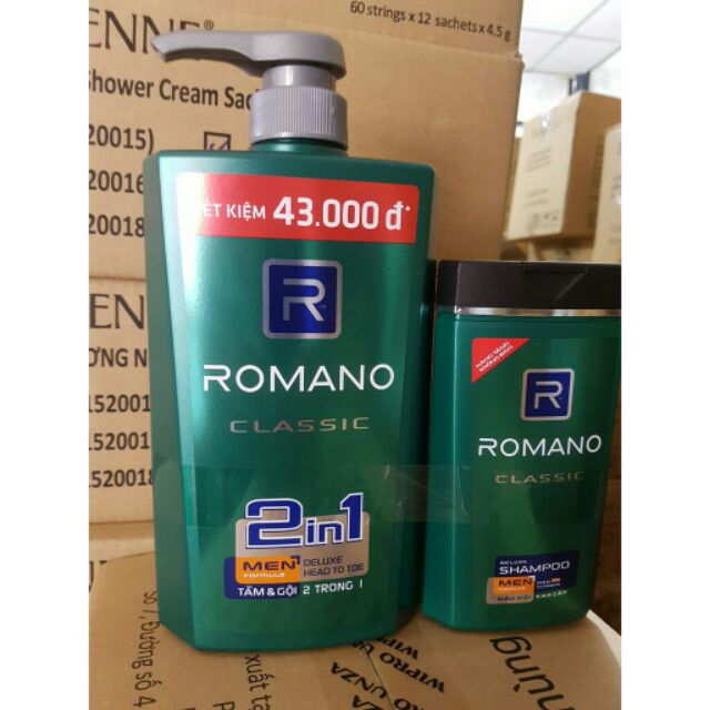 Dầu gội Romano 650 tặng sữa tắm 150g