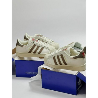 Giày thể thao Adidas Super star trắng kem_ Giày das Sò chỉ nâu_Adidas Superstar WHITE/DARK GRAY