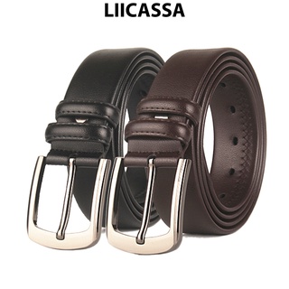 Thắt lưng nam da bò thật, Dây nịt phong cách Hàn Quốc khóa ghim cổ điển - LIICASSA