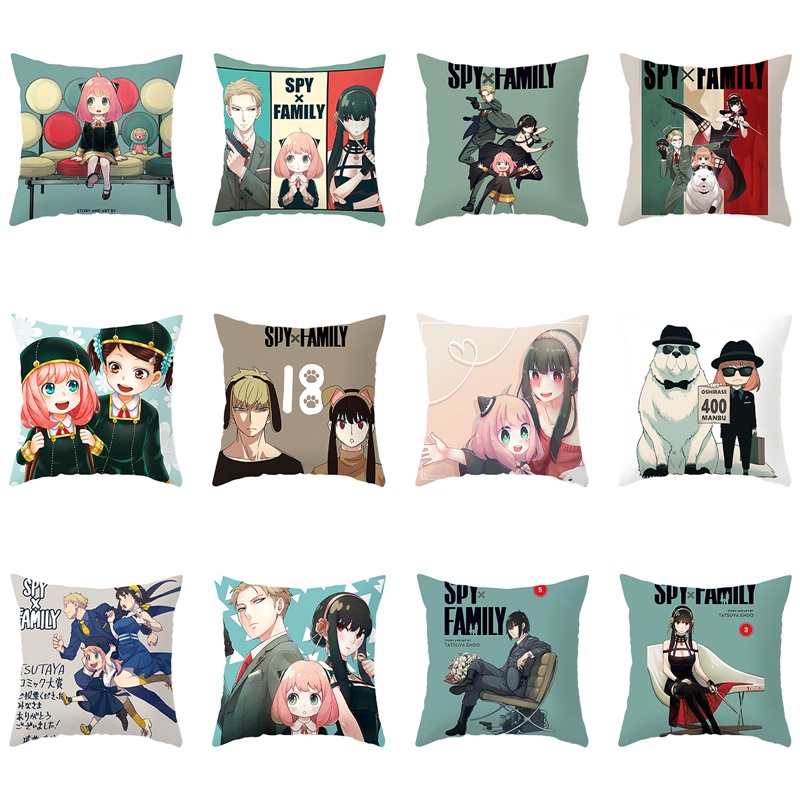 Vỏ Gối Vuông Họa Tiết Anime Spy×Family Trang Trí Nội Thất