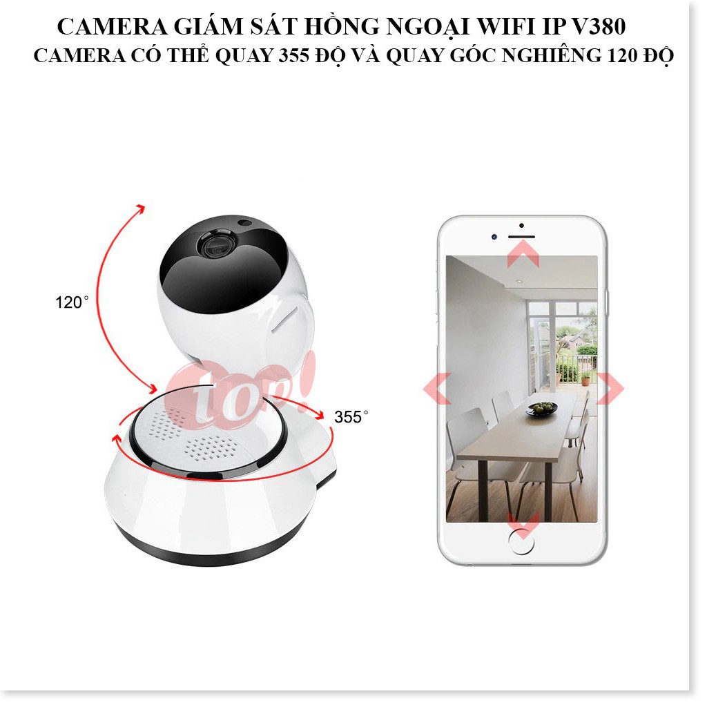 Camera An Ninh Gia Đình V380 ✔Chính Hãng✔️ Kết nối không dây qua điện thoại, Đàm thoại 2 chiều, Xoay 360.