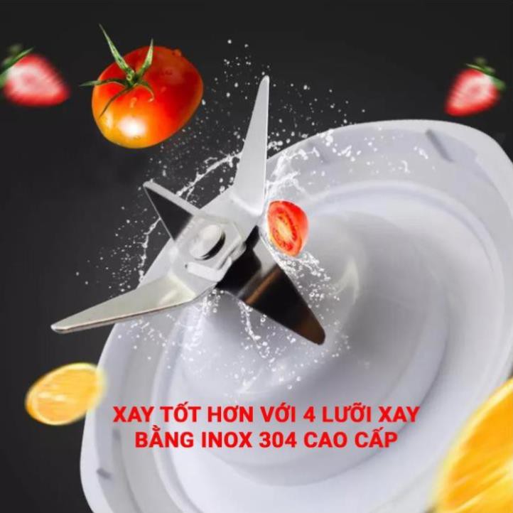 Máy Xay Sinh Tố Cầm Tay Mini Bingo - 4 Lưỡi Xay - Tiện Lợi - Cổng Sạc Usb Tiện Dụng