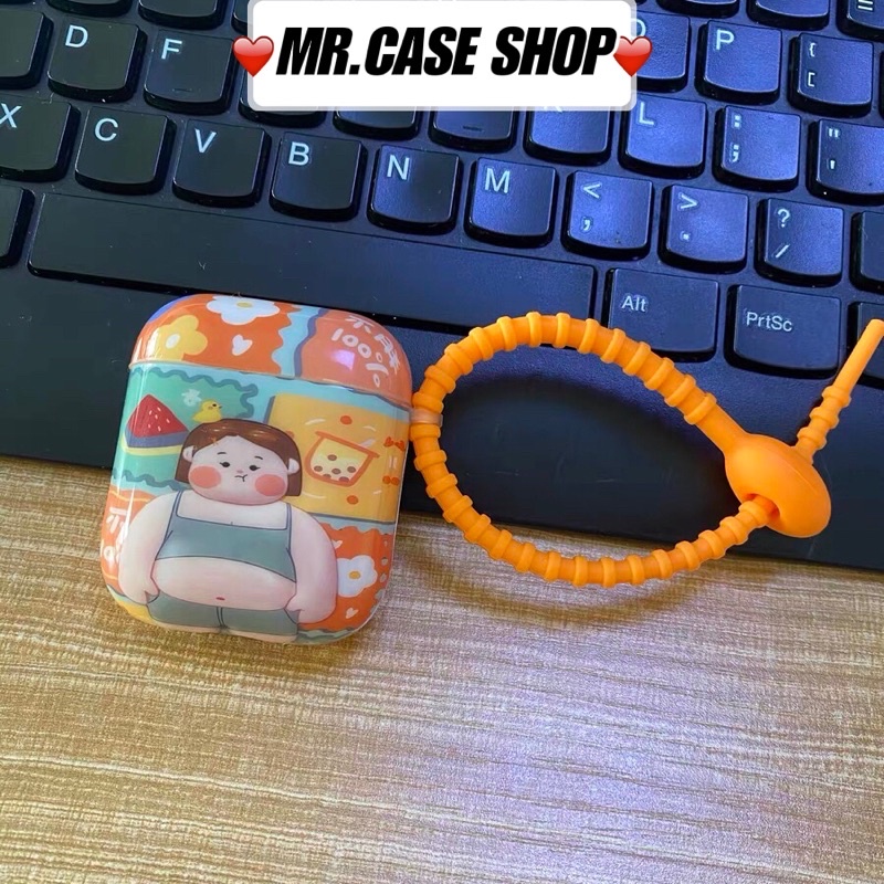 Case Airpods 1/2 /3/Pro Vỏ Ốp Tai Nghe Nhựa Dẻo Hình Hoạt Tiếc Dưa Hấu Kèm Dây Đeo - Mr.Case AirPods
