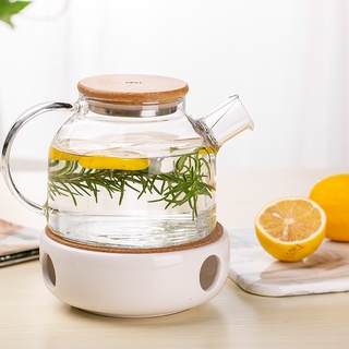 Ấm Thuỷ Tinh Pha Trà Nắp Gỗ 900ml