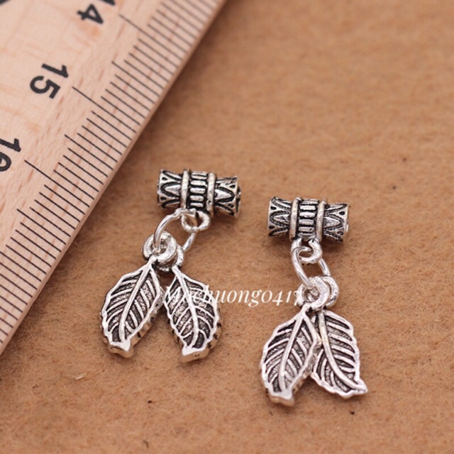 SỈ SIÊU RẺ  Charm bạc lá đôi/ charm treo bạc lá đôi hàng đẹp - Bạc chuẩn loại 1, PH717