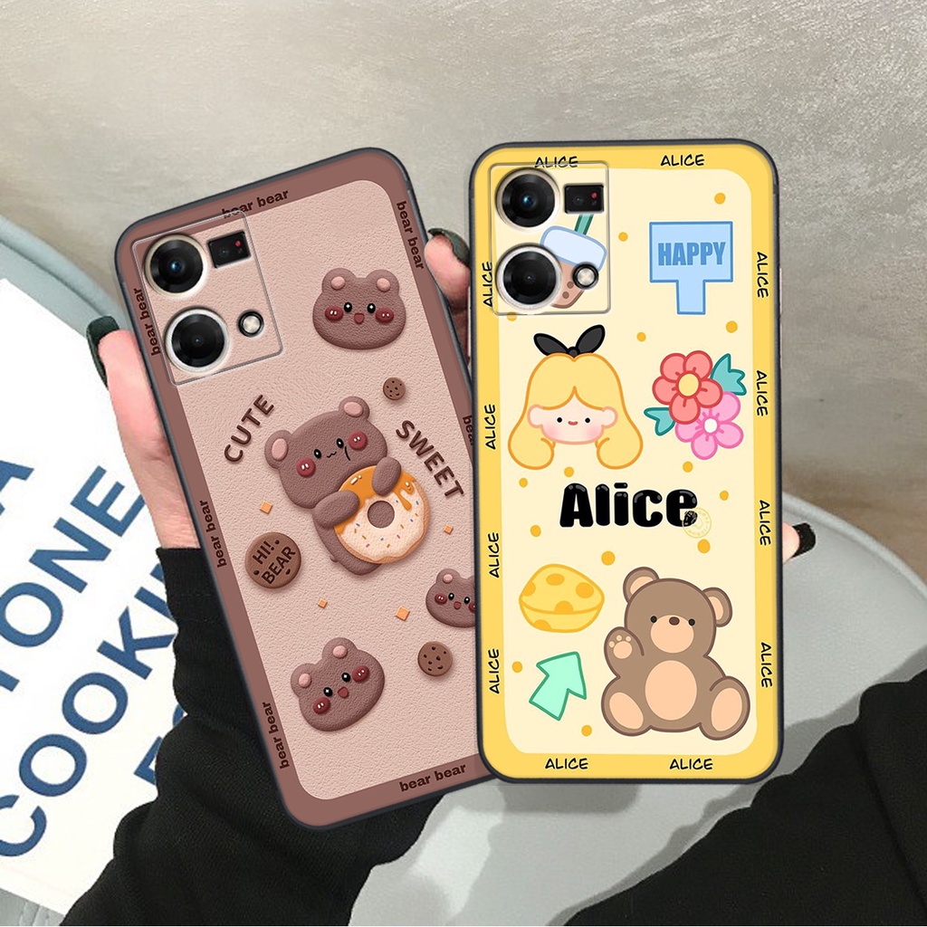 Ốp lưng Oppo RENO 7 4G / RENO 8 4G - ỐP BẢO VỆ CAMERA in hình Gấu nâu - hồng, Gấu Be@rick  cực CUTE, DỄ THƯƠNG