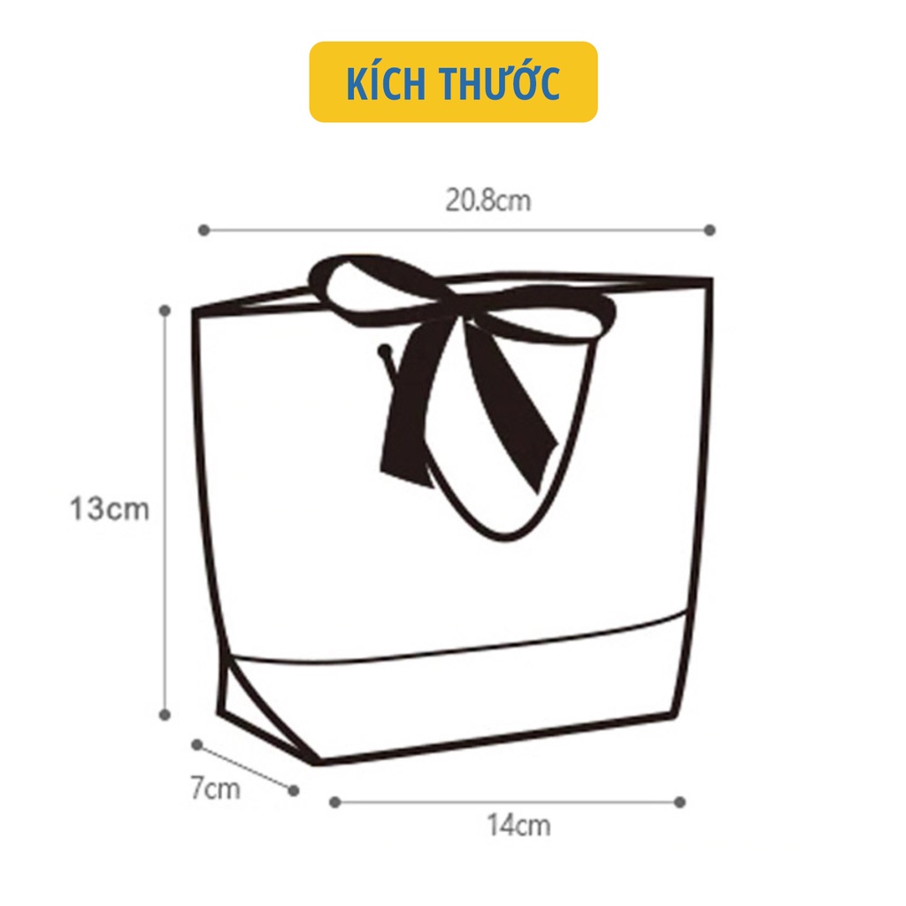 Túi giấy cứng Hình thang màu trắng đen kèm nơ ruy băng TGCMTVD01 Cao Cấp Kiểu Dáng Thời Trang Style Hàn Quốc-Saigonir