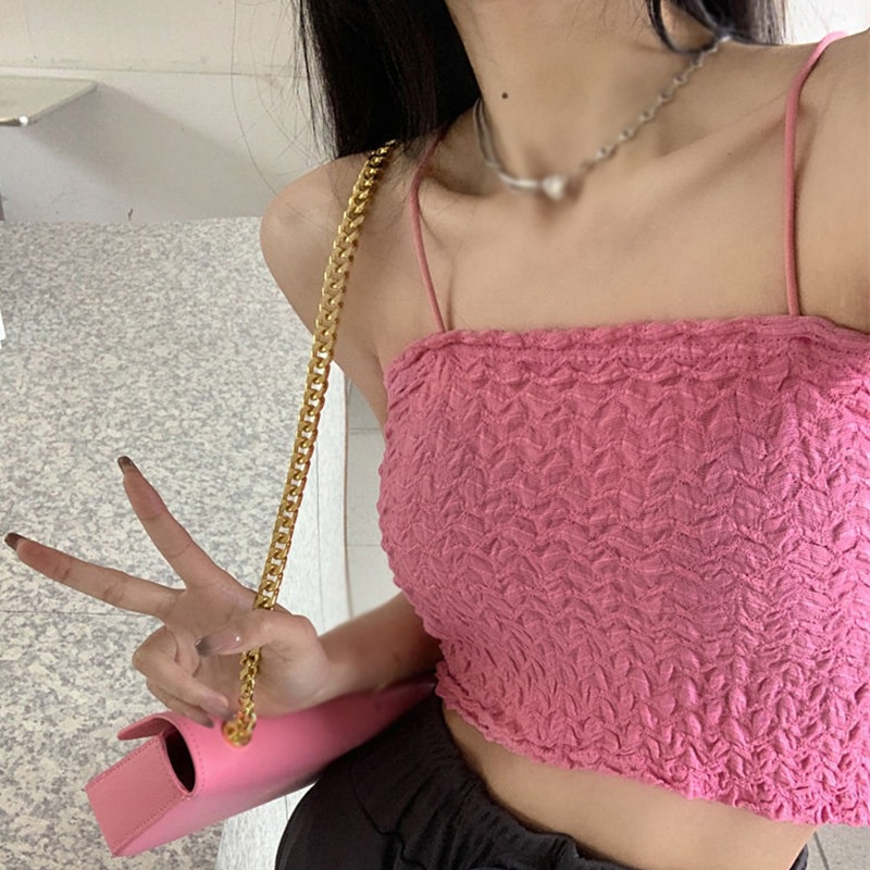 Áo Croptop Hai Dây Màu Sắc Trơn Thời Trang Mùa Hè Dành Cho Nữ