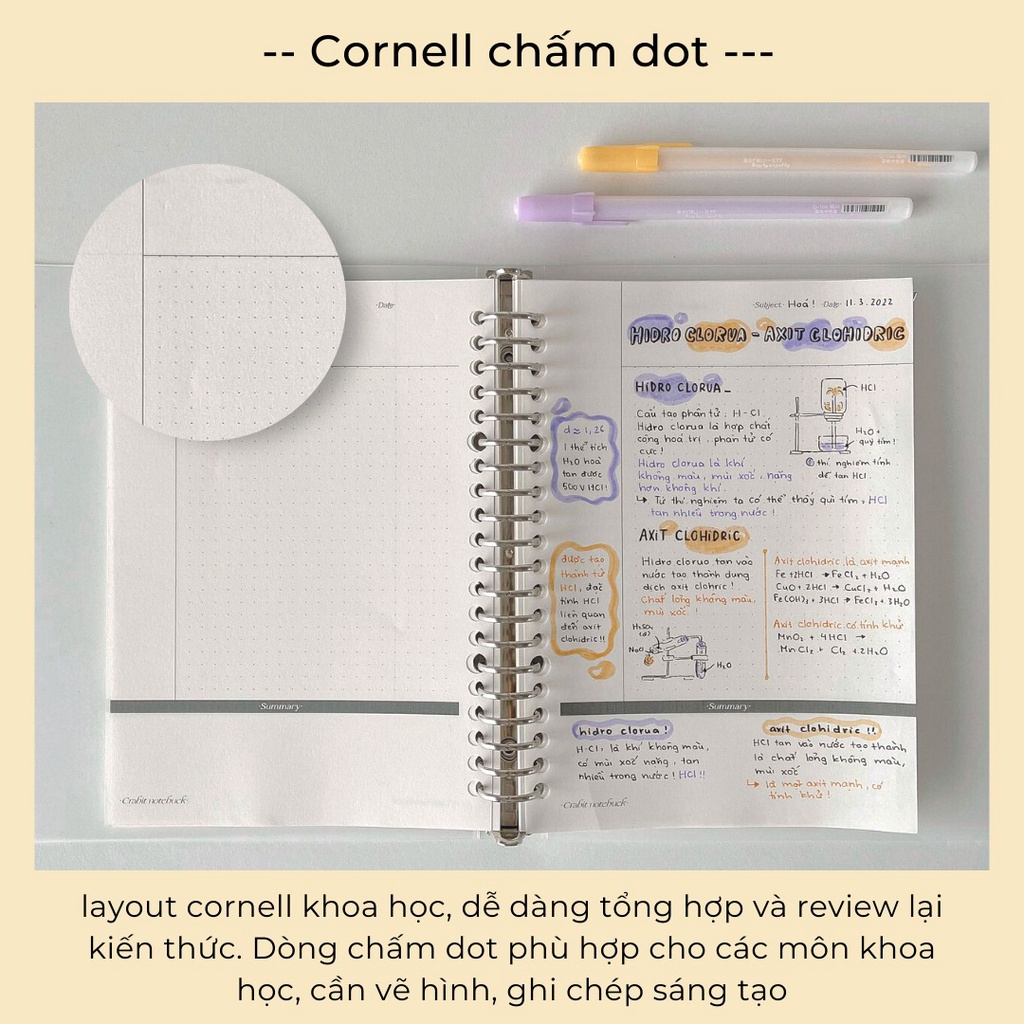 Tập giấy refill sổ còng Binder CRABIT A4 A5 B5 30 26 20 lỗ ghi chép, làm Bullet Journal – Giao hỏa tốc