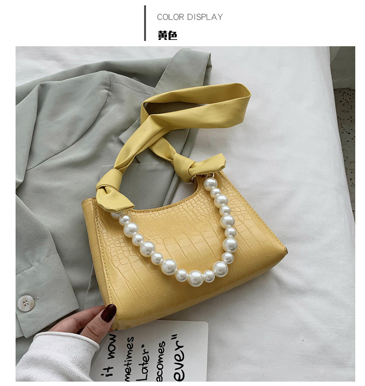 Túi xách đeo vai thiết kế quai xách kiểu chuỗi ngọc trai sang trọng cho nữ