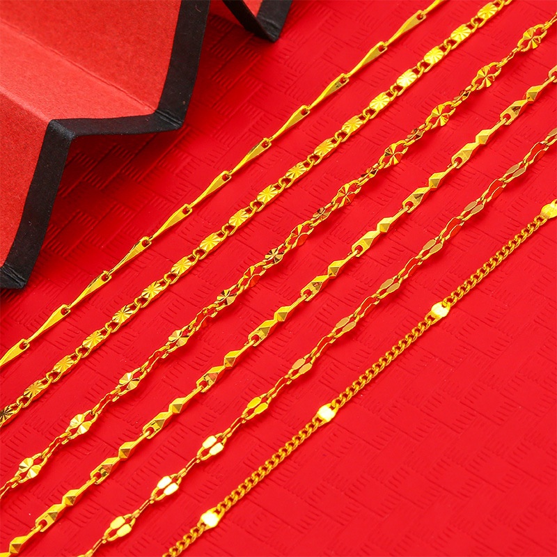 Dây Chuyền Bằng Đồng Thau Mạ Vàng Thiết Kế Gợn Sóng Thời Trang Cho Nữ