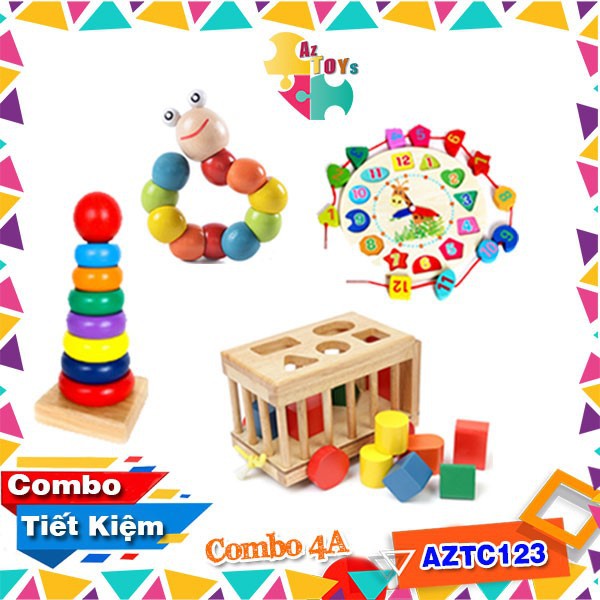 Combo Đồ Chơi Gỗ Phát Triển Toàn Diện Các Kỹ Năng Cho Bé - AZTC123