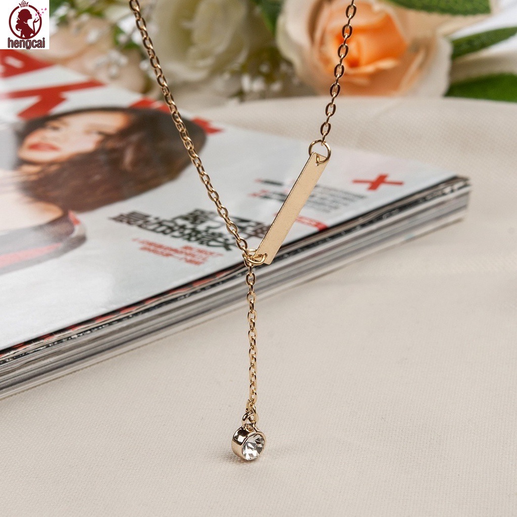 Gold necklace Fashion Style Women Lady Y Shaped Design Alloy Chain Pendant Necklace W_S (Color: Gold)