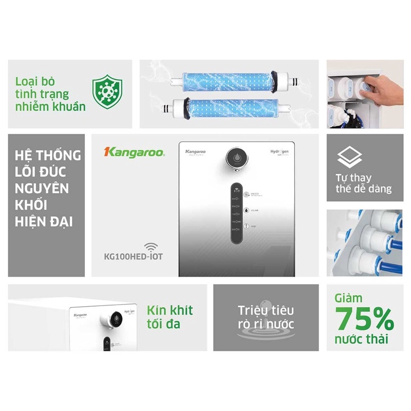 Máy lọc nước Kangaroo Hydrogen ion kiềm KG100HED-IOT