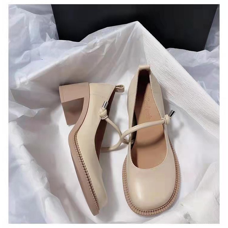 Giày Cao Gót Mũi Tròn Gót Dày Phong Cách Nhật Bản Mùa Hè 2022 Mới Cho Nữ