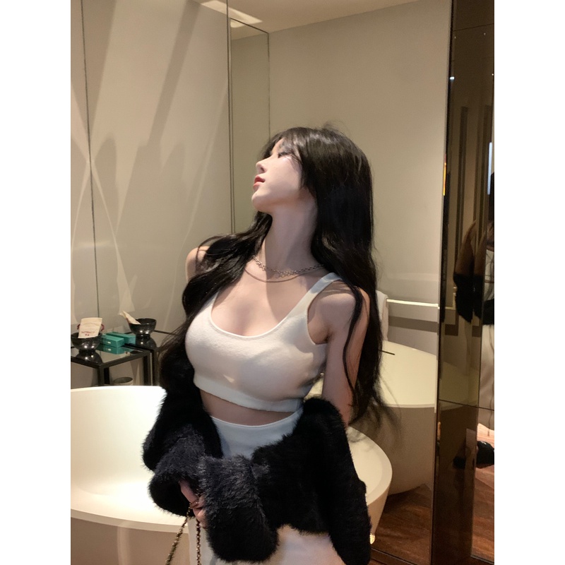 Set Áo Khoác Cardigan Dài Tay Cổ Chữ V + Áo Sát Nách + Chân Váy Ôm Thời Trang Dành Cho Nữ