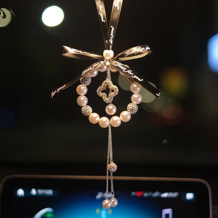 Dây treo trang trí gương chiếu hậu xe hơi đính ngọc trai cao cấp sáng tạo